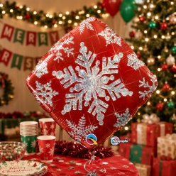 Snowflakes Sparkles Red Balloon 18
