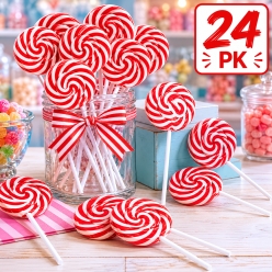 Red Large Cherry Swirl Pops - 24 Pk