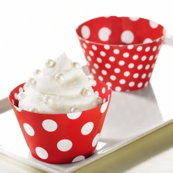 Red & White Polka Dot Reversible Cupcake Wrappers 12pk