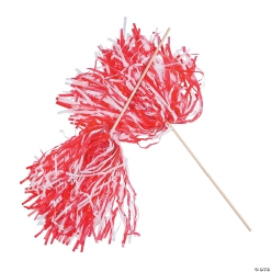 Red & White Two-Tone Spirit Pom-Poms - 24 Pk