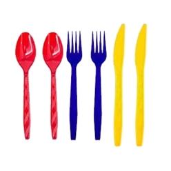 Red, Yellow and Blue Cutlery Set - 30 PK
