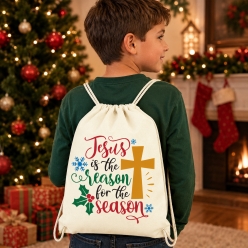 Jesus is the Reason Christmas Drawstring Backpack
