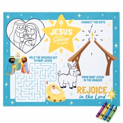 Simple Blessings Nativity Activity Placemat & Crayon Pack Set