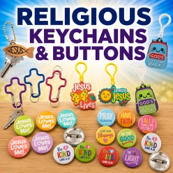 Religious Keychains & Buttons