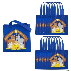 Small Nativity Animals & Baby Jesus Tote Bags - 12pk