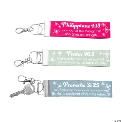 Religious Nylon Keychains with Verse-12Pk