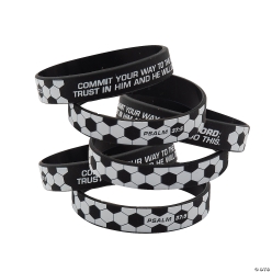 Religious Soccer Rubber Bracelets - 12Pk