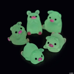 Glow-in-the-Dark Resin Pigs Assortment-24Pk