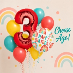 Retro Rainbow Choose Age Balloon Bouquet