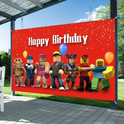 Roblox Giant 5 Foot FABRIC Red Birthday Backdrop