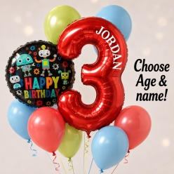 Robot Choose Age PERSONALIZED Balloon Bouquet