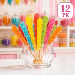 Colourful Fancy Rock Candy Lollipops-12Pk