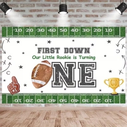 Football 1st Birthday Fabric Backdrop