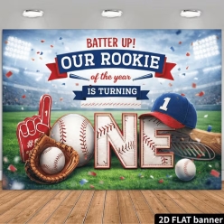 Rookie of the Year Turning ONE Baseball Fabric Backdrop