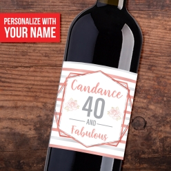 60% OFF: Rose Gold 40th PERSONALIZED Wine Bottle Label