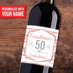 60% OFF: Rose Gold 50th PERSONALIZED Wine Bottle Label