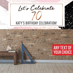 70th Bday Rose Gold & Black PERSONALIZED Vinyl Keepsake Banner