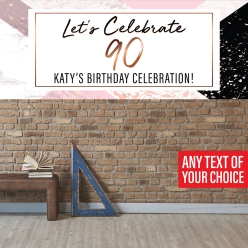 90th Bday Rose Gold & Black PERSONALIZED Vinyl Keepsake Banner