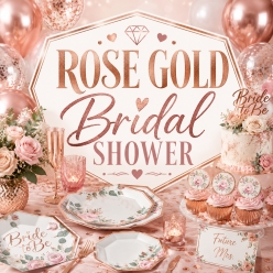 Rose Gold Bridal Shower Party Supplies