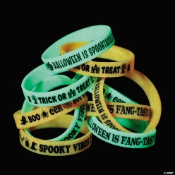 Bulk Glow-in-the-Dark Halloween Rubber Bracelets-100Pk