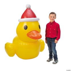 Giant Inflatable Vinyl Rubber Duck in Santa Hat