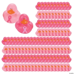 Bulk Awareness Pink Ribbon Rubber Ducks-120Pk
