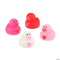Micro Valentine Heart Rubber Ducks - 24Pk