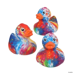 Bright Color Swirl Tie Dye Vinyl Rubber Ducks-12Pk