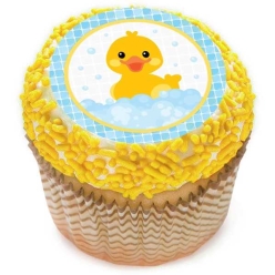 Rubber Ducky 1st Cupcake Icing Toppers 12pk