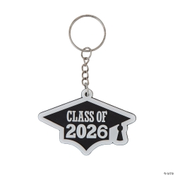 2026 Graduation Mortarboard Sturdy Rubber Keychains - 12PK