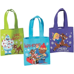 Rudolph 27cm Keepsake Fabric Tote Bags-12Pk