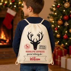 Rudolph Express Write-On Drawstring Backpack