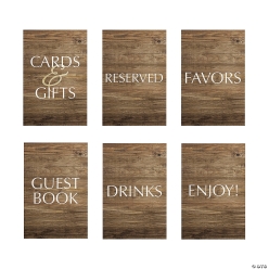 Rustic Wedding Table Signs - 6Pk