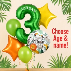 Safari PERSONALIZED Name & Age Balloon Bouquet