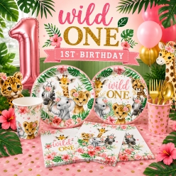 Safari Wild One Girl 1st Birthday