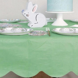 Sage Green Scalloped Premium Table Cover