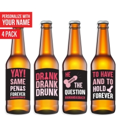 Same Penis 4PC Design VINYL Personalized Beer Bottle Labels