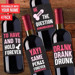 Same Penis Forever PERSONALIZED Vinyl Wine Bottle Labels 4pk