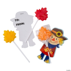 Fall Leaves Lollipop with Scarecrow Card-12Pk