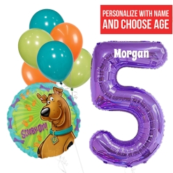 Scooby Doo PERSONALIZED Single Digit Age & Name Balloon Bouquet