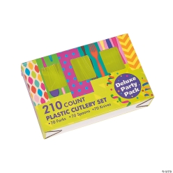 Lime Green Plastic Cutlery Sets for 70