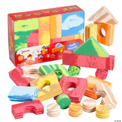 Colourful Wood-Grain Foam Blocks Set
