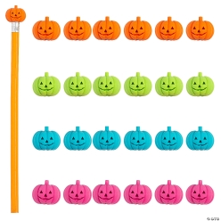 Halloween Jack-O'-Lantern Pumpkin-Shaped Eraser Pencil Toppers-2