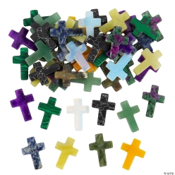 Religious Multicolor Cross-Shaped Plastic Worry Stones-50Pk