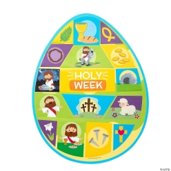 Holy Week Symbols Easter Egg-Shaped Sticker Scenes-12Pk