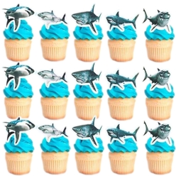 Realistic Shark Cupcake/Food Picks - 12 PK