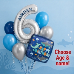 Shark PERSONALIZED Name & Age Balloon Bouquet