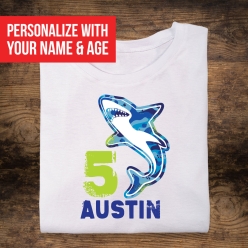 55% OFF: Shark Zone Personalized Name & Age T-shirt-Choose Size