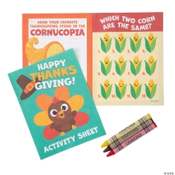 Thanksgiving Folding Activity Sheets with Crayon Set For 12