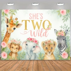 Two Wild Pink Safari Fabric Keepsake Backdrop